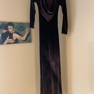 Tom and Linda Platt Maxi Dark Plum Velvet Dress